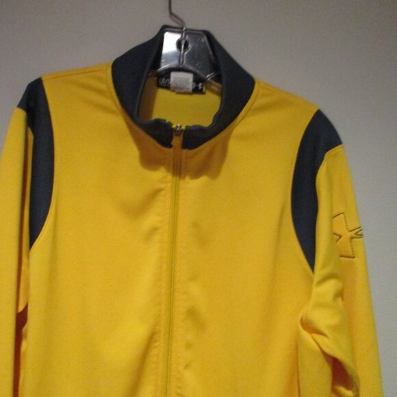 Mens Under Armour Full Zip Sweatshirt Yellow Black Large - Picture 2 of 6